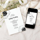 Zwarte en Witte Zonnebloemen Birthday Party Kaart