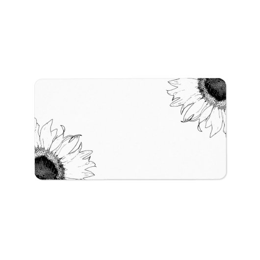 Zwarte en witte zonnebloemen etiket (Voorkant)