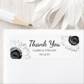 Zwarte en witte zonnebloemen Hartelijk dank voor d Etiket (Insitu)