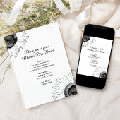 Zwarte en witte zonnebloemen Moederdag Brunch Kaart