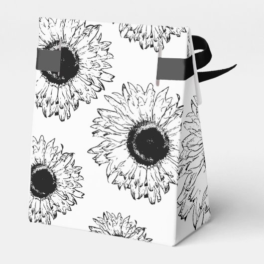 Zwarte en Witte Zonnebloemen Partij Bedankdoosjes (Achterkant)