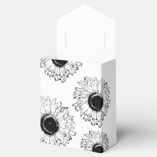 Zwarte en Witte Zonnebloemen Partij Bedankdoosjes (Geopend)