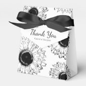 Zwarte en Witte Zonnebloemen Partij Bedankdoosjes (Voorkant Zijde)