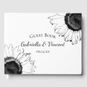 Zwarte en witte zonnebloemen Weddenschap Gastenboek (Voorkant)