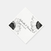 Zwarte en witte zonnebloemen Weddenschap Servet (Hoek)