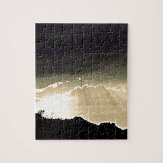 Zwarte en witte zonsondergang legpuzzel (Verticaal)