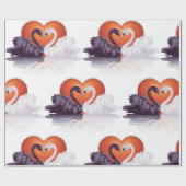 Zwarte en witte zwanen cadeaupapier (Vlak)