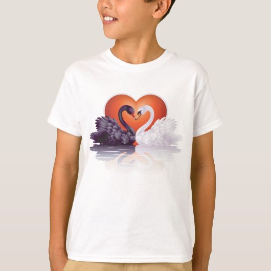 Zwarte en witte zwanen jongens t-shirt (Voorkant)