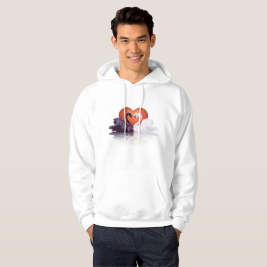 Zwarte en witte zwanen Mannen Hoodie (Voorkant volledig)