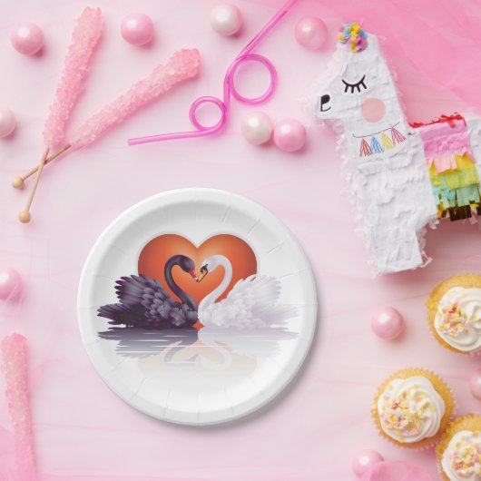 Zwarte en witte zwanen papieren bordje (Feest)