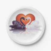 Zwarte en witte zwanen papieren bordje (Voorkant)