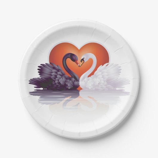 Zwarte en witte zwanen papieren bordje (Voorkant)