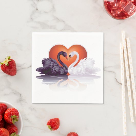 Zwarte en witte zwanen papieren servetten (Insitu)