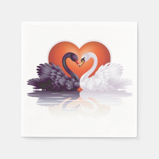 Zwarte en witte zwanen papieren servetten (Voorkant)