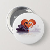 Zwarte en witte zwanen ronde button 7,6 cm (Voorkant /achterkant)