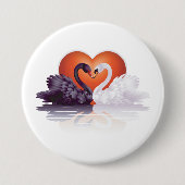 Zwarte en witte zwanen ronde button 7,6 cm (Voorkant)