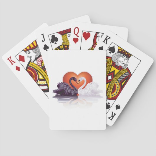 Zwarte en witte zwanen spelen kaarten (Achterkant)