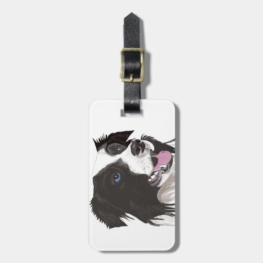 zwarte en witte zwarte blauwe ogen bagagelabel (Voorkant verticaal)