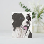 zwarte en witte zwarte blauwe ogen briefkaart (Staand voorkant)