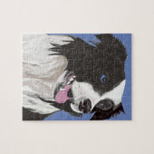 zwarte en witte zwarte blauwe ogen legpuzzel (Horizontaal)