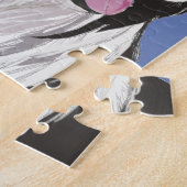 zwarte en witte zwarte blauwe ogen legpuzzel (Zijkant)