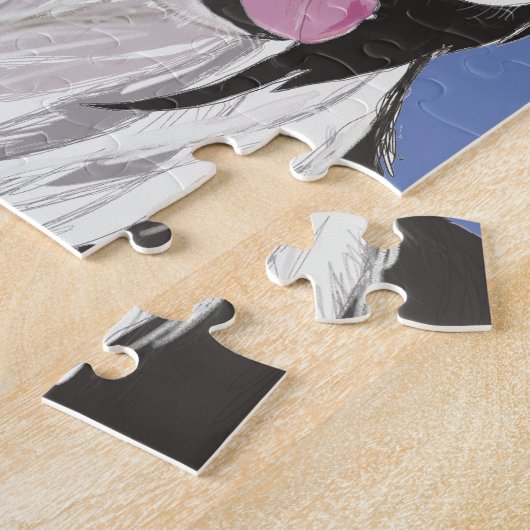 zwarte en witte zwarte blauwe ogen legpuzzel (Zijkant)