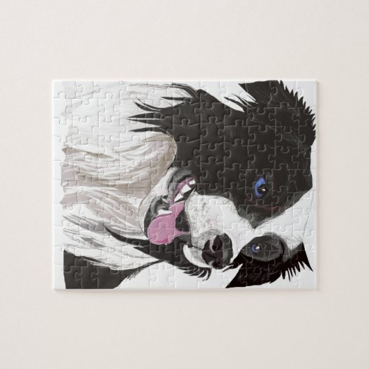 zwarte en witte zwarte blauwe ogen legpuzzel (Horizontaal)