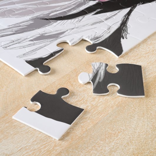 zwarte en witte zwarte blauwe ogen legpuzzel (Zijkant)