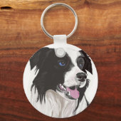 zwarte en witte zwarte blauwe ogen sleutelhanger (Voorkant)