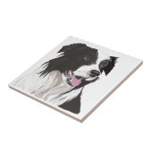 zwarte en witte zwarte blauwe ogen tegeltje (Zijkant)