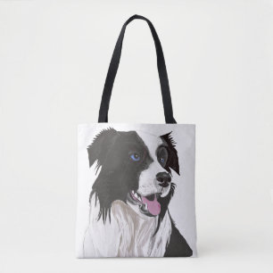 zwarte en witte zwarte blauwe ogen tote bag