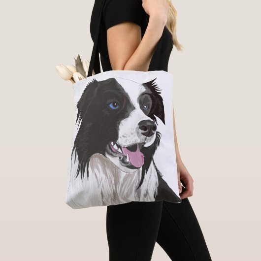 zwarte en witte zwarte blauwe ogen tote bag (Dichtbij)