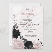 Zwarte en zachte roze verjaardag kaart (Voorkant)