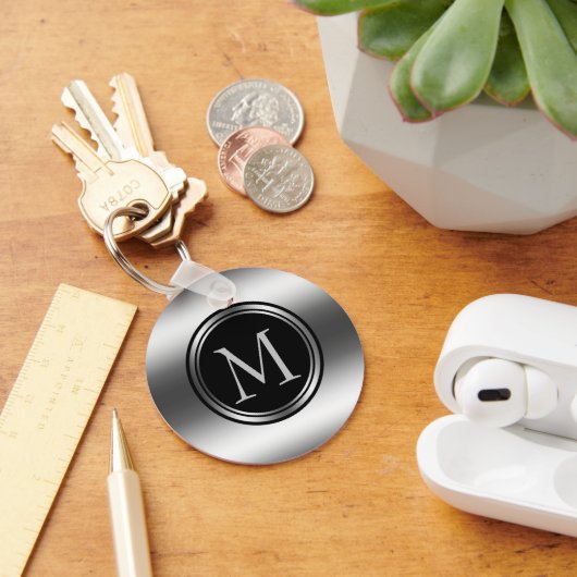 Zwarte en zilvercirkels sleutelhanger (Bureau)