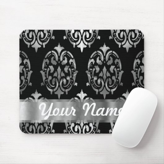 Zwarte en zilverdamper muismat (Met muis)