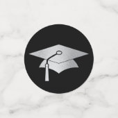 Zwarte en zilveren afstuderen confetti (Kleine voorkant)