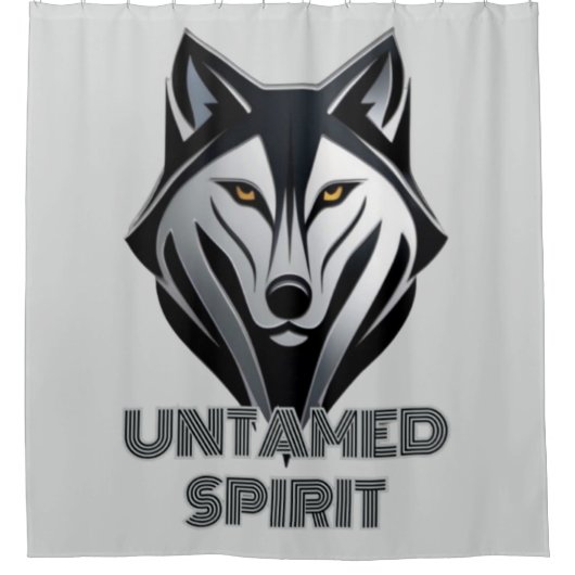 Zwarte en zilveren Alpha Wolf met geometrische det Douchegordijn (Voorkant)