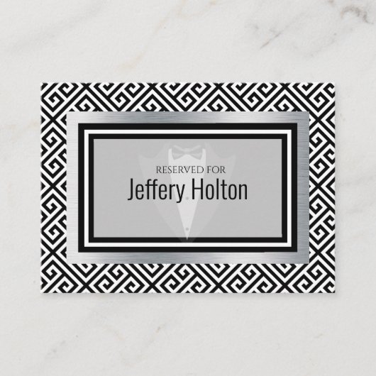 Zwarte en zilveren Bachelor-partijkaart Plaatskaartje (Voorkant)