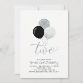 Zwarte en zilveren ballonnen Jongen 2e verjaardag Kaart (Voorkant)