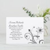 Zwarte en Zilveren Bloem Wervelingen Post Wedding Kaart (Staand voorkant)