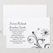 Zwarte en Zilveren Bloem Wervelingen Post Wedding  Kaart (Voorkant / Achterkant)