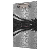 Zwarte en zilveren bloemdamast klembord (Links)