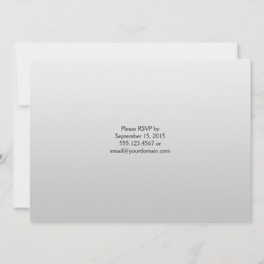 Zwarte en zilveren bloemige receptie alleen kaart (Achterkant)