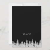 Zwarte en Zilveren Dennenbomen Wintertrouwdag Kaart (Achterkant)