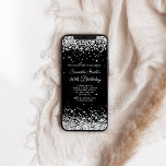 Zwarte en Zilveren Glitter 40th Birthday Kaart<br><div class="desc">Een glamoureuze uitnodiging voor haar 40e verjaardag voor het afdrukken of digitaal downloaden. Faux glanzend zilveren glitter met sparkles tegen een effen zwarte achtergrond. Pas de kalligrafie en de lettertypestijlen, de kleur en de grootte aan zoals nodig om uw eigen uitnodiging voor haar glamoureuze mijlpaalviering te creëer. Alle dunne en...</div>