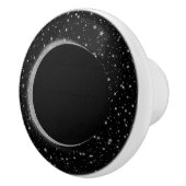 Zwarte en zilveren Keltische maan Magic Lunar Star Keramische Knop (Rechts)