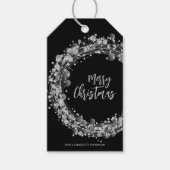 Zwarte en zilveren kerst cadeaulabel (Voorkant)