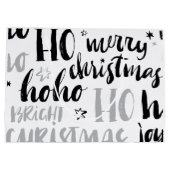 Zwarte en zilveren kersttekst Kunststof Schuin Groot Cadeauzakje (Achterkant)