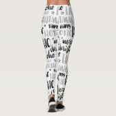 Zwarte en zilveren kersttekst Kunststof Schuin Leggings (Achterkant)