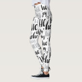 Zwarte en zilveren kersttekst Kunststof Schuin Leggings (Links)